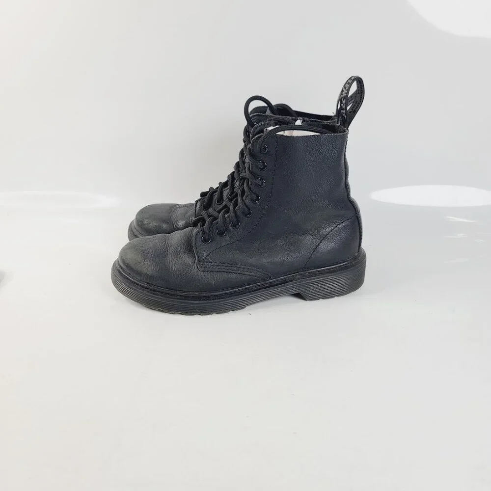Dr. Martens Girl's Black Pascal Mono 1460 Leather Ankle Moto‎ Boots Size 2